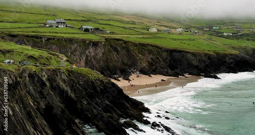 A 4 k drone shot of Dunmore  Head and Coumeenoole Beach  Dingle Penninsula Co Kerry Ireland photo