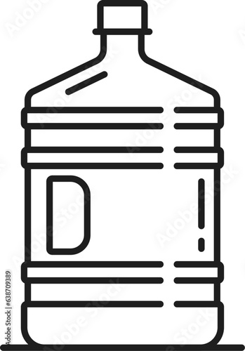 Plastic water tank, gallon of emergency water supply container outline icon. Vector fresh refreshing aqua in big barrel or canister, water package