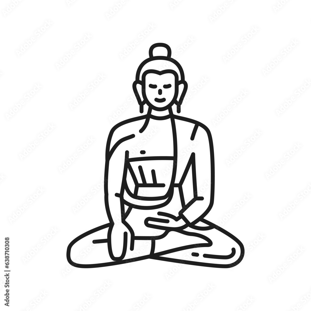 Buddha icon, Buddhism, yoga meditation and Zen, vector Buddhist religious symbol. Hinduism religion icon of Buddha in lotus pose for mantra, asana ayurveda or mandala and Vesak in Buddhism religion Buddha icon, Buddhism, yoga meditation and Zen, vector Buddhist religious symbol. Hinduism religion icon of Buddha in lotus pose for mantra, asana ayurveda or mandala and Vesak in Buddhism religion