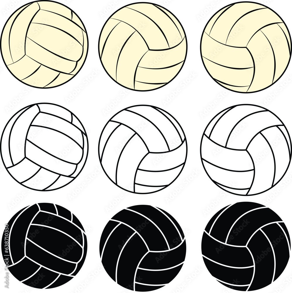 Set of volley balls clipart. Volley ball vector silhouetttes Set of volley balls clipart. Volley ball vector silhouetttes