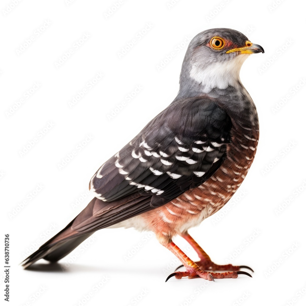Fototapeta premium Common cuckoo bird isolated on white. Generative AI