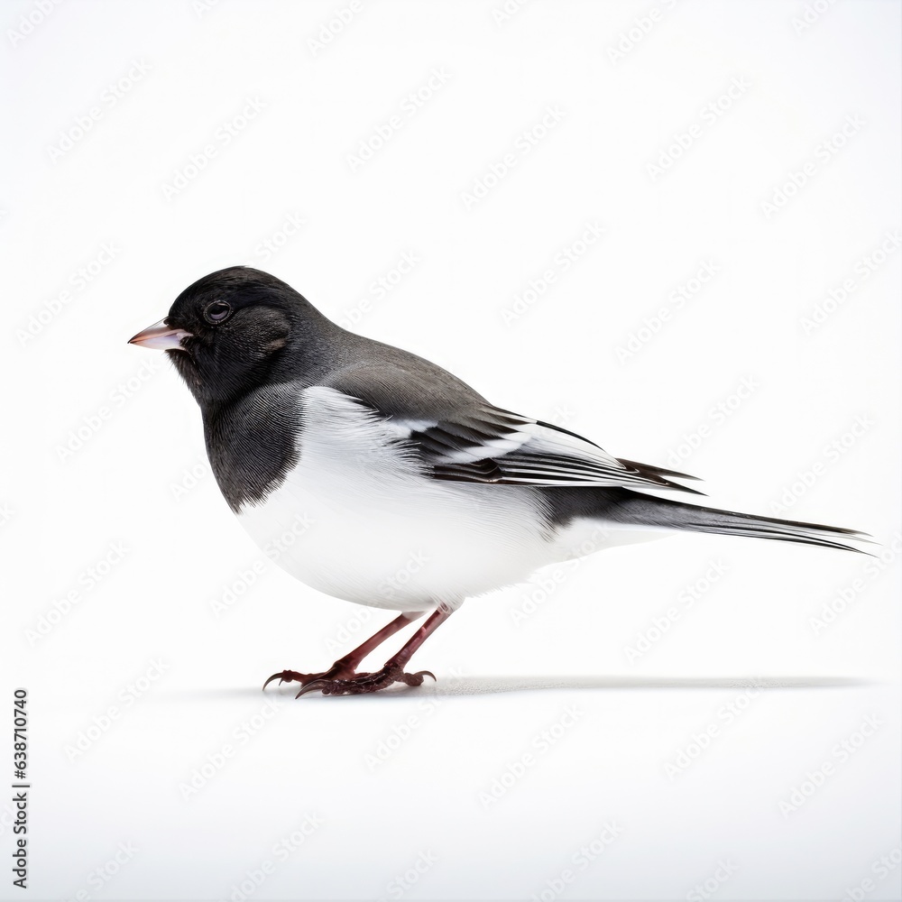 Dark-eyed junco bird isolated on white. Generative AI Dark-eyed junco bird isolated on white. Generative AI