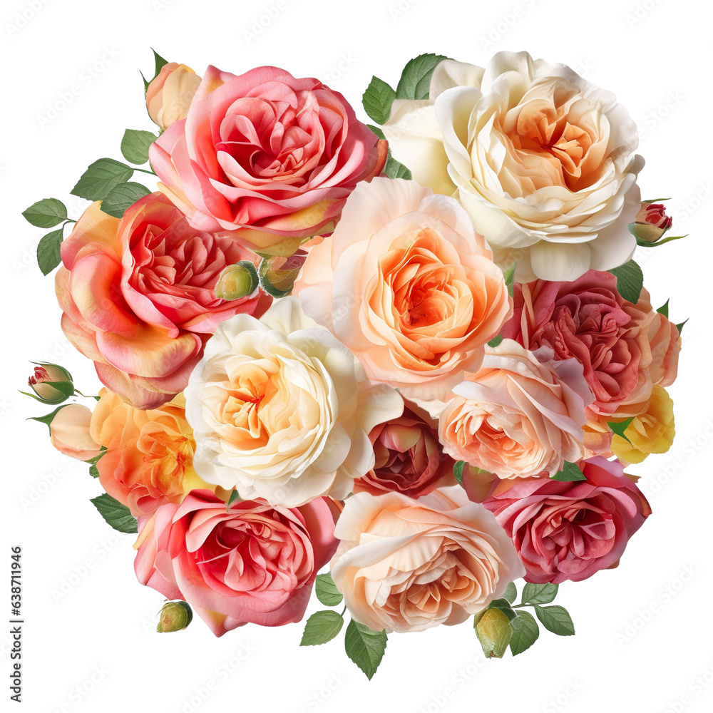 Fototapeta premium Beautiful Roses, high quality, isolated on a white background PNG