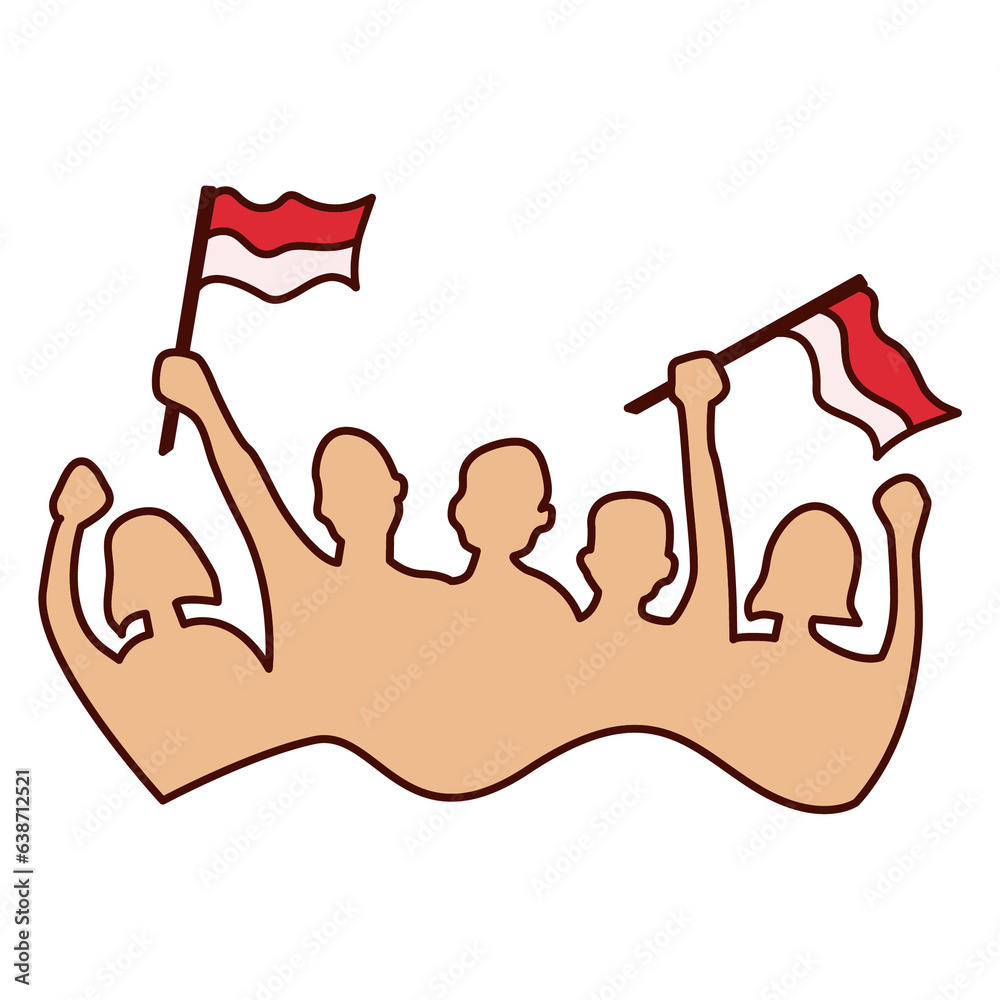 Obraz premium Silhouette of young people. Sumpah pemuda day. The spirit of Indonesian youth nationalism