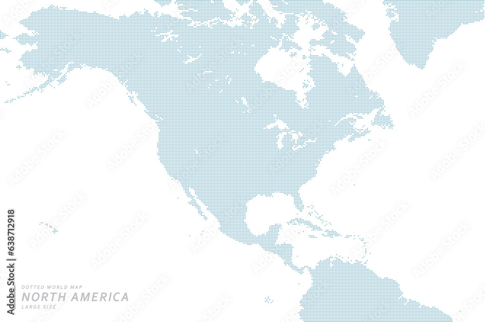 北アメリカを中心とした青のドットマップ。　大サイズ。
