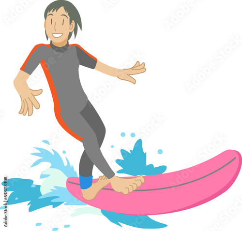 サーフィンを楽しむ女性