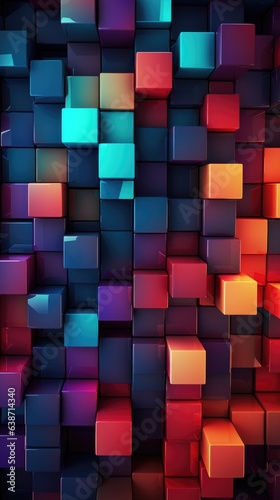 Color 3D cubes vertical background. Generative AI.