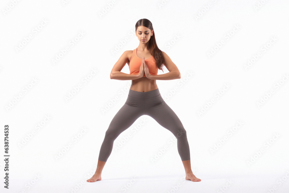 Young woman doing yoga or exercise