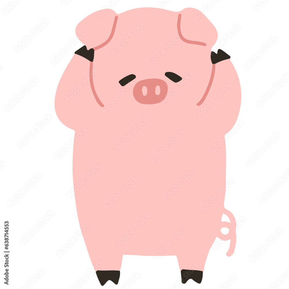 Stressed pig flat illustration Stressed pig flat illustration