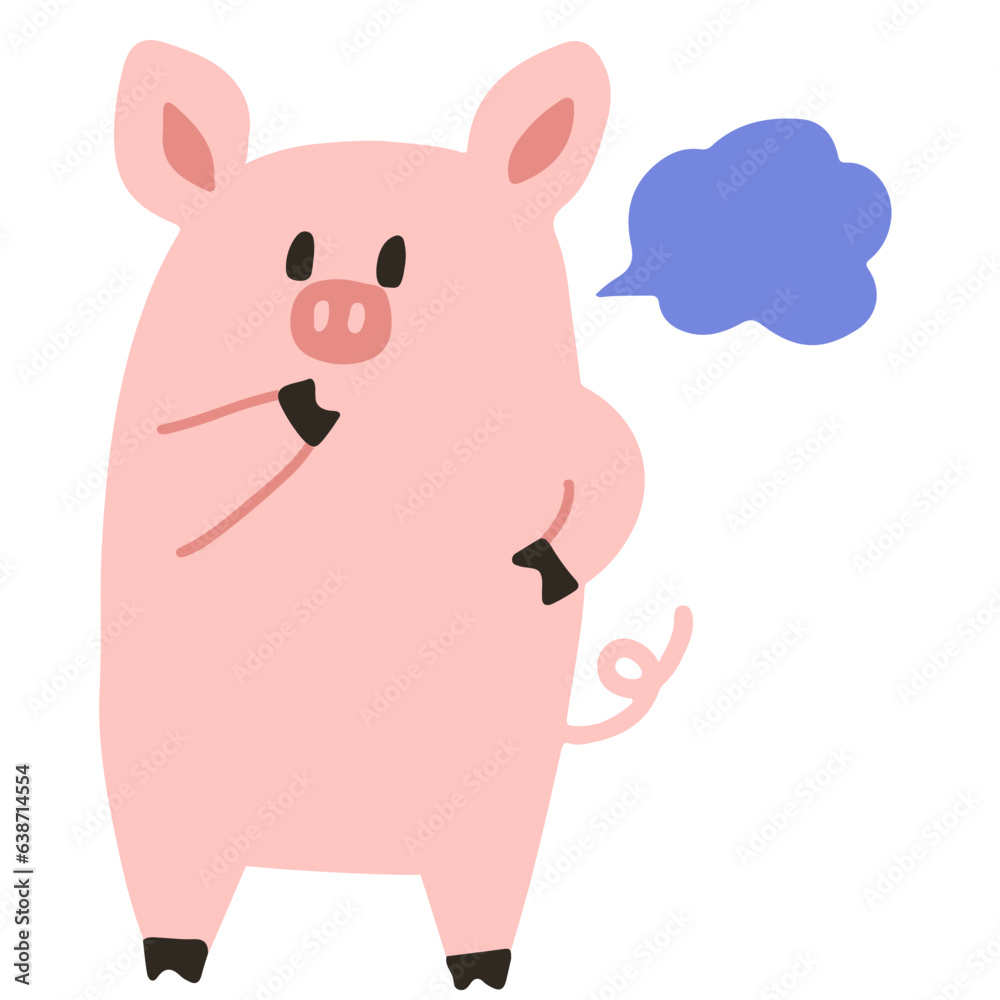 Fototapeta premium Pig thinking flat illustration