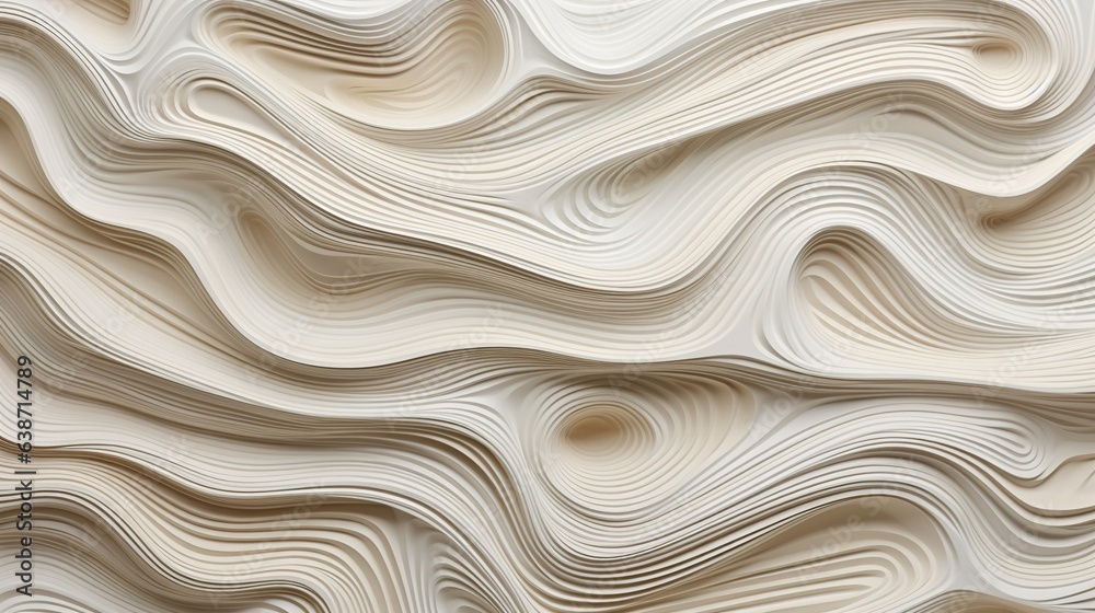 Generative AI, white, ivory and beige modelling clay, gypsum or ceramic background and texture, curls and flowing forms