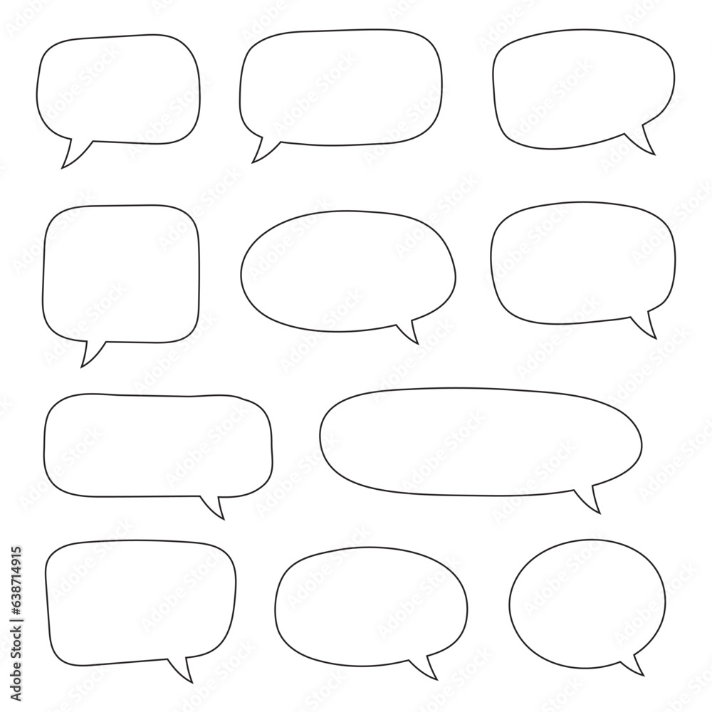 Blank empty speech bubbles, speaking or talk bubble, speech balloon, chat bubble line art vector icon for apps and websites.. Blank empty speech bubbles, speaking or talk bubble, speech balloon, chat bubble line art vector icon for apps and websites..