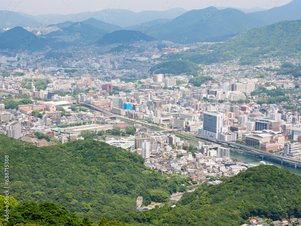 長崎県　長崎市の街並み　稲佐山からの眺め