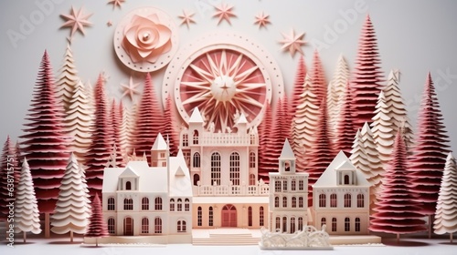 Christmas background with papercarf handmade style.