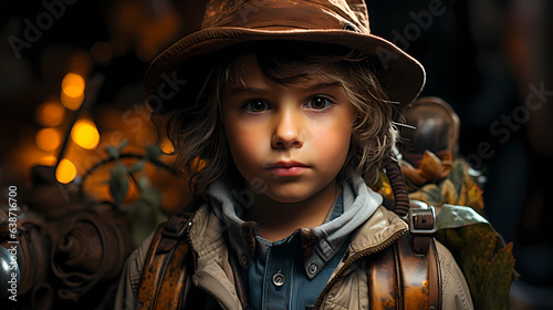 child dressed as a explorer