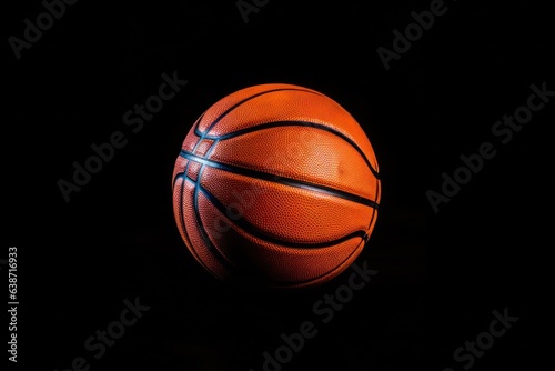 a basketball ball is sitting on a black surface, created by Generative AI © Ismail