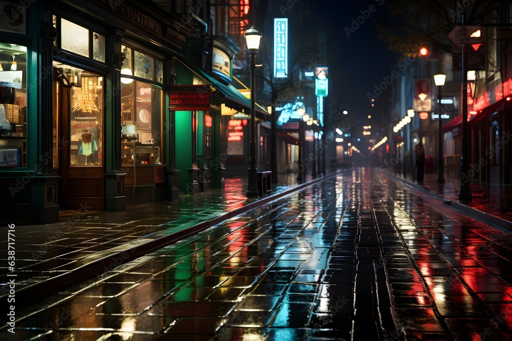 雨上がりの夜の街並み with generative ai 雨上がりの夜の街並み with generative ai