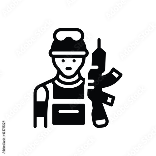 Black solid icon for soldier 