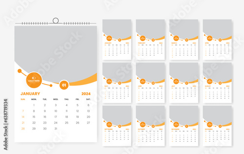 2024 calendar design template, 2024 12 page creative wall calendar design template