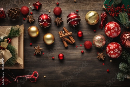 high detailed Christmas background with festive  decorations  ai tools generated image