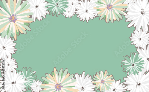 花のフレーム素材（緑）