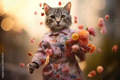 Cat florist background 