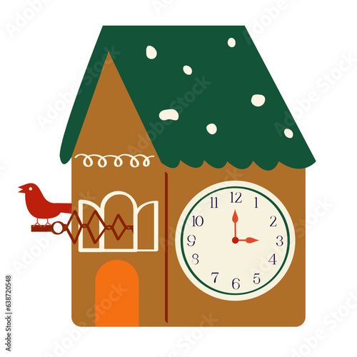 Cuckoo clock flat illustration