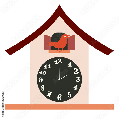 Cuckoo clock flat illustration