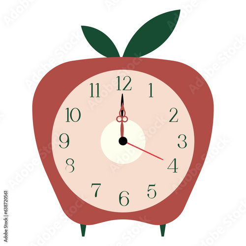 Apple clock flat illustration