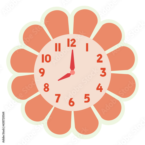 Flower clock flat illustration