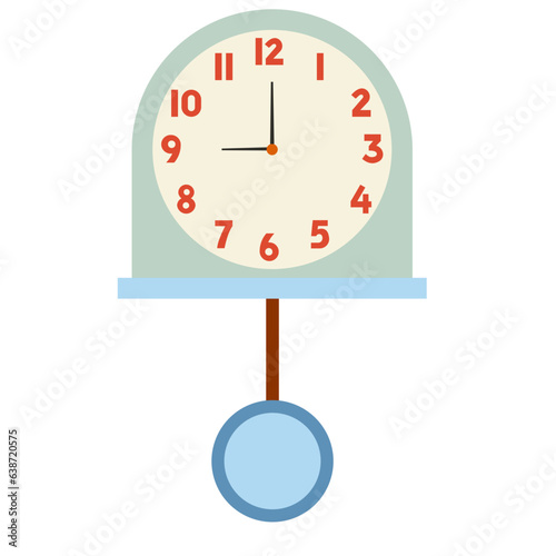 Pendulum clock flat illustration