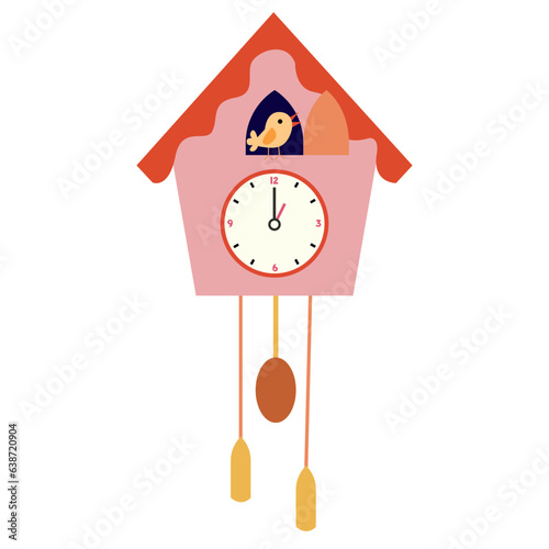 Cuckoo clock flat illustration