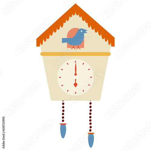 Cuckoo clock flat illustration