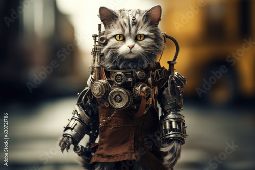Cute cat wearing like inventor © kramynina