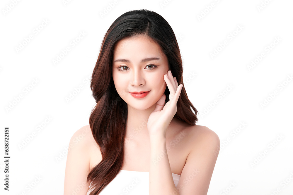 Beautiful young asian woman with clean fresh skin on white background, Face care, Facial treatment, Cosmetology, beauty and spa, Asian women portrait. Beautiful young asian woman with clean fresh skin on white background, Face care, Facial treatment, Cosmetology, beauty and spa, Asian women portrait.