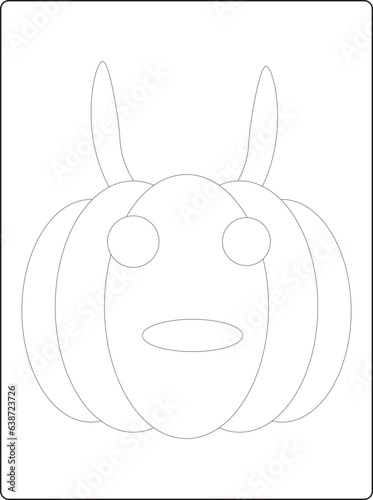 Halloween coloring pages for kids with hand drawn black color pumpkin sketch illustration