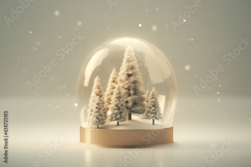 christmas snow globe and christmas trees © pitchaya