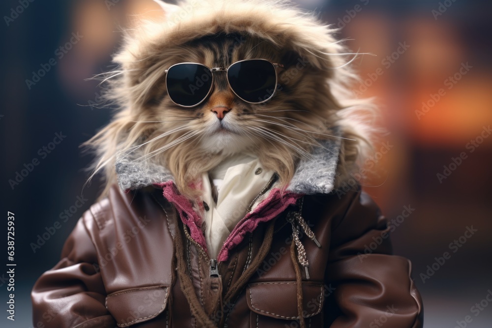 Cute cat wearing like fashion model