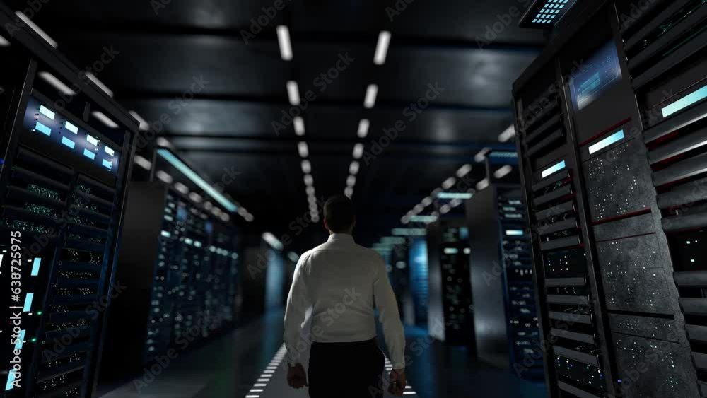 AI for good. IT Administrator Activating Modern Data Center Server with Hologram.