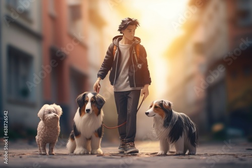 Walker with dogs photo
