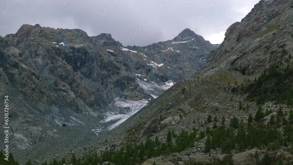 Scenic View Of Alpe Ventina Mountain Hikes In Valmalenco, Province Of Sondrio In Italy. Aerial Shot