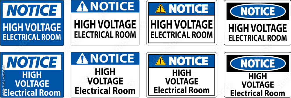 Notice Sign High Voltage - Electrical Room