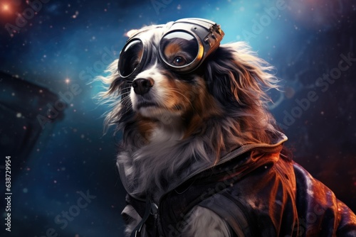 Cute dog wearing like astronomer