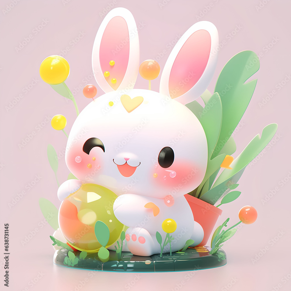 Obraz premium Cute little bunny with a funny expression