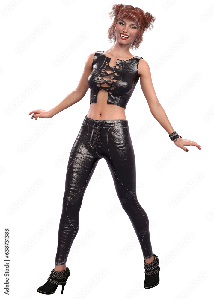 3D Render of Girl in black leather outfit 3D Render of Girl in black leather outfit