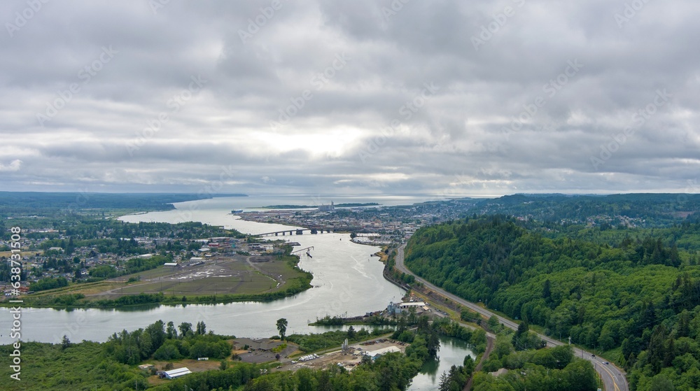 Aerial view of Aberdeen, Washington