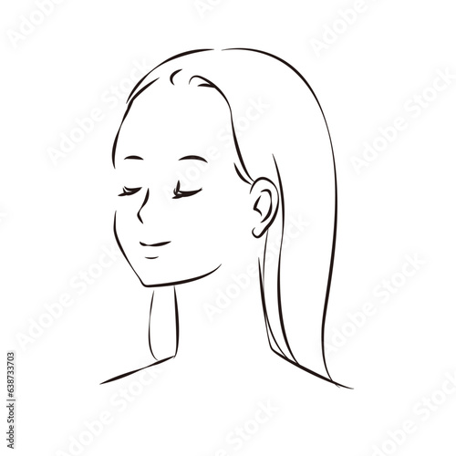 斜め前から見た女性の首から上