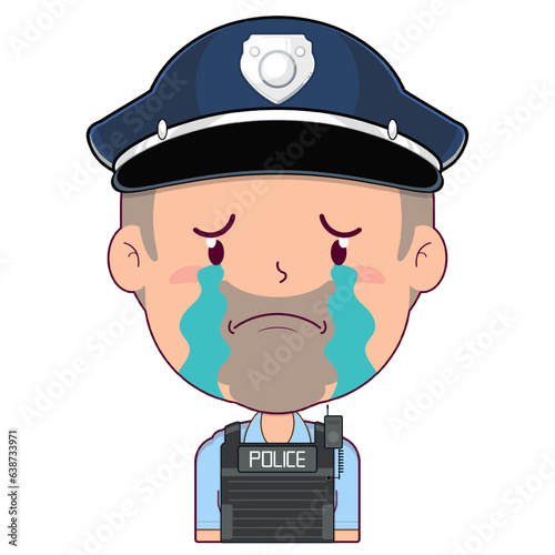 policeman crying and scared face cartoon cute