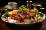Grilled Chicken on a Plate with rice
