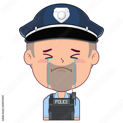 policeman crying and scared face cartoon cute